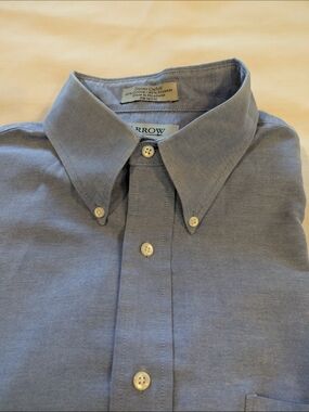 Arrow Men's Oxford Button-Down Shirt in Blue Size 17